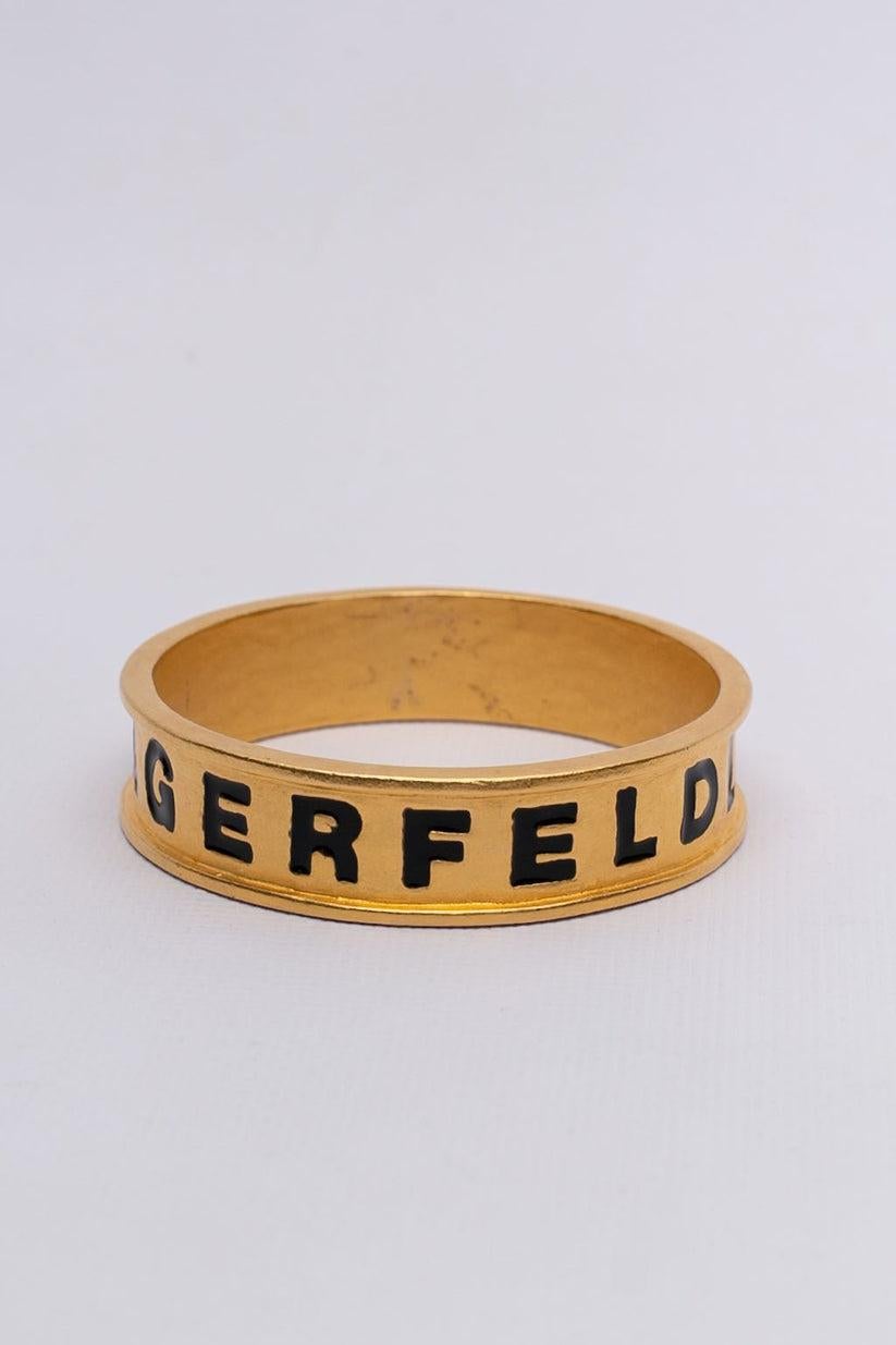 Pair of Karl Lagerfeld Golden Bracelets For Sale 2