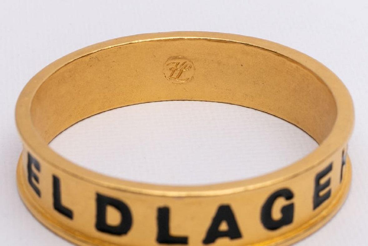 Pair of Karl Lagerfeld Golden Bracelets For Sale 3