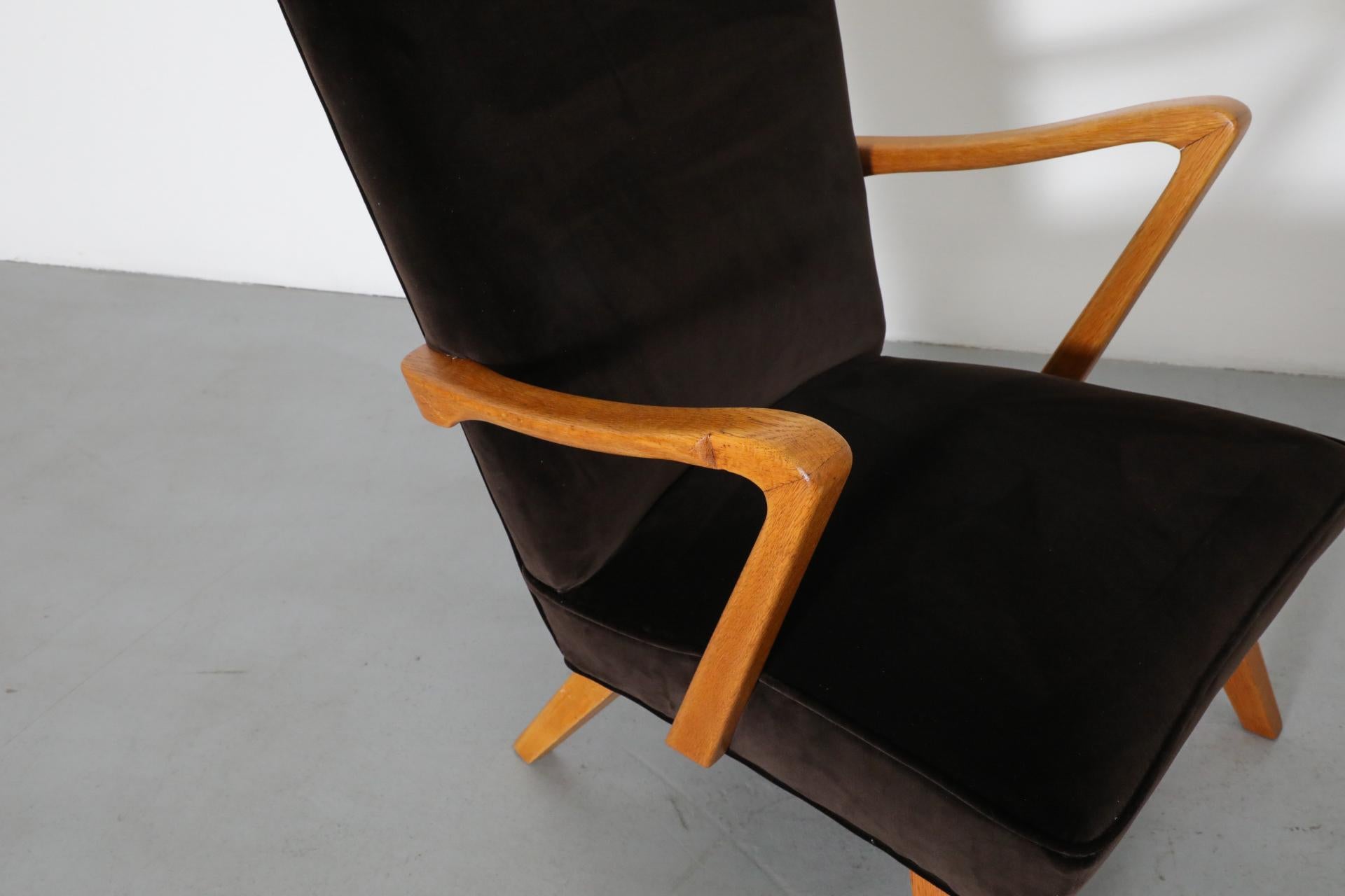 Pair of Karl Nothhelfer Style Danish Modern Easy Chairs in Cafe Velvet 7