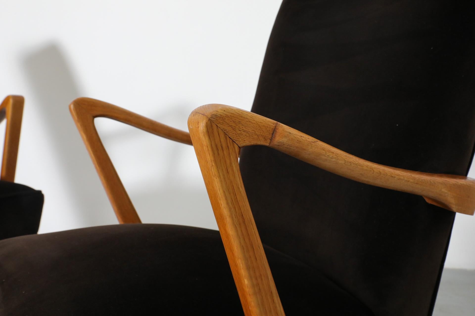 Pair of Karl Nothhelfer Style Danish Modern Easy Chairs in Cafe Velvet 9