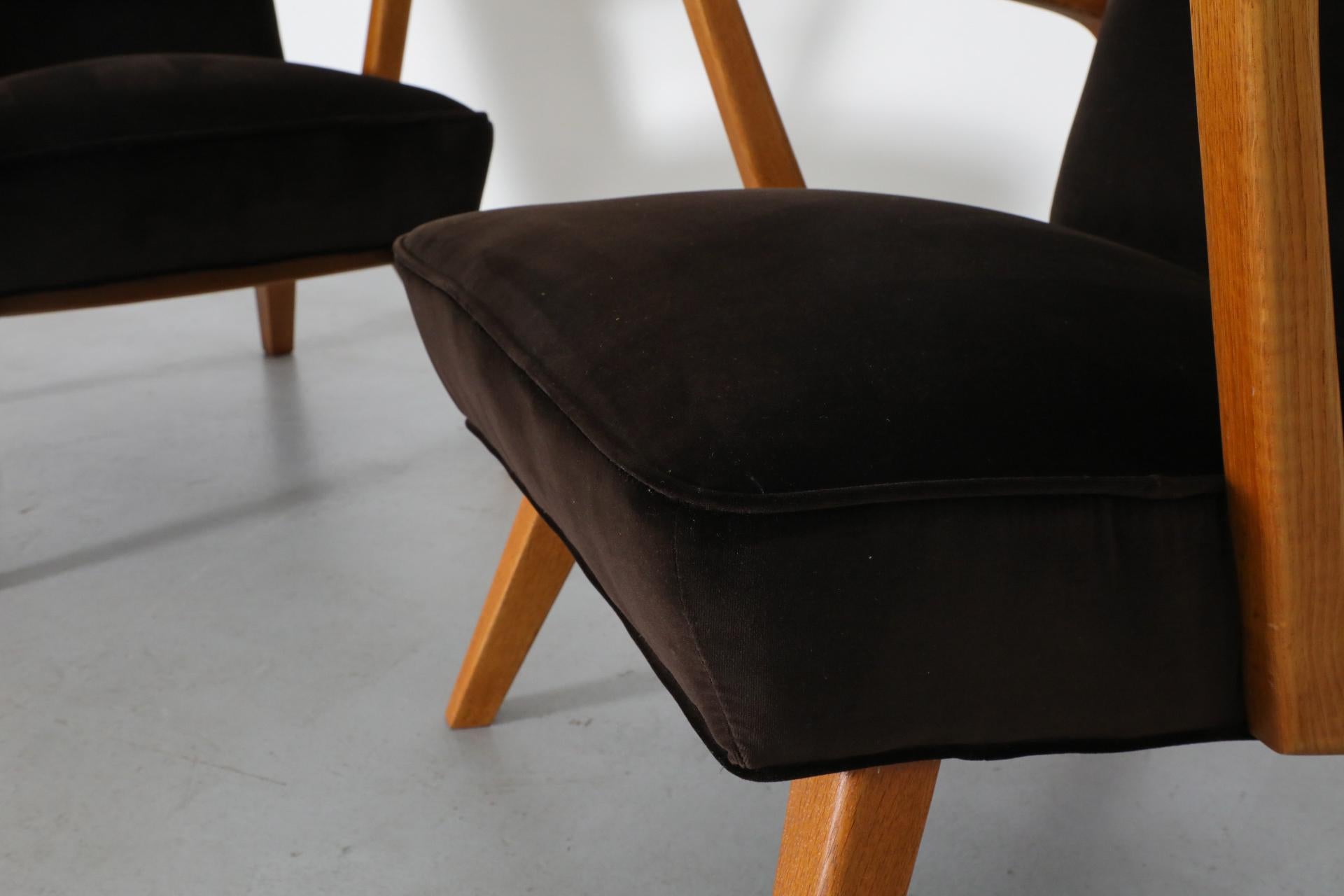 Pair of Karl Nothhelfer Style Danish Modern Easy Chairs in Cafe Velvet 10