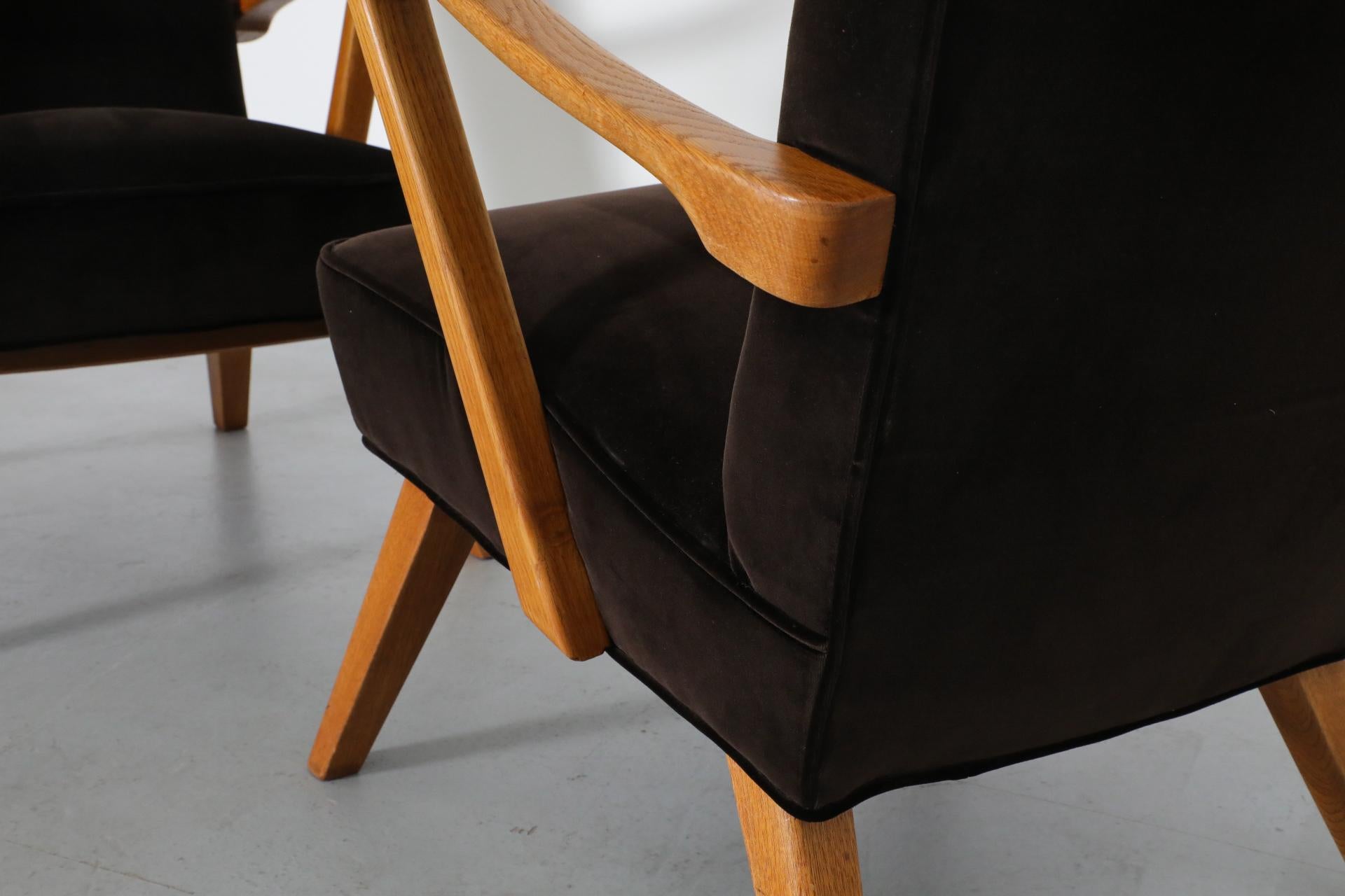 Pair of Karl Nothhelfer Style Danish Modern Easy Chairs in Cafe Velvet 13