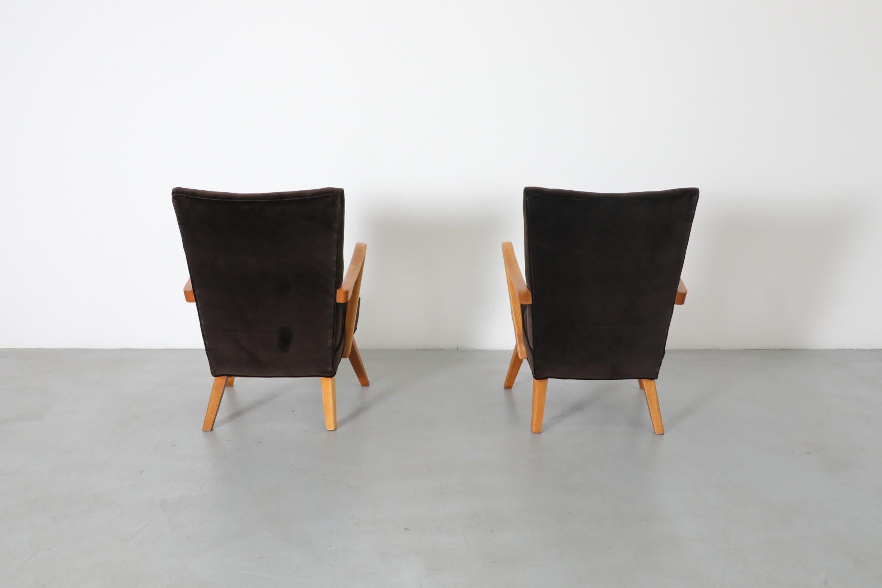 Pair of Karl Nothhelfer Style Danish Modern Easy Chairs in Cafe Velvet 2