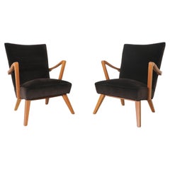 Pair of Karl Nothhelfer Style Danish Modern Easy Chairs in Cafe Velvet