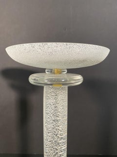 Paire de bougeoirs américains en verre Scavo transparent de Karl Springer