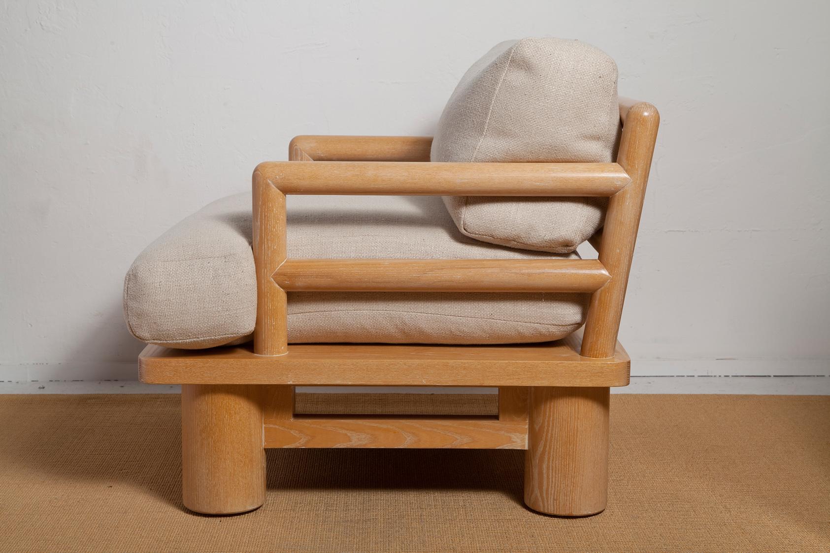 Mid-Century Modern Pair of Karl Springer Cerused Oak Dowelwood Chairs