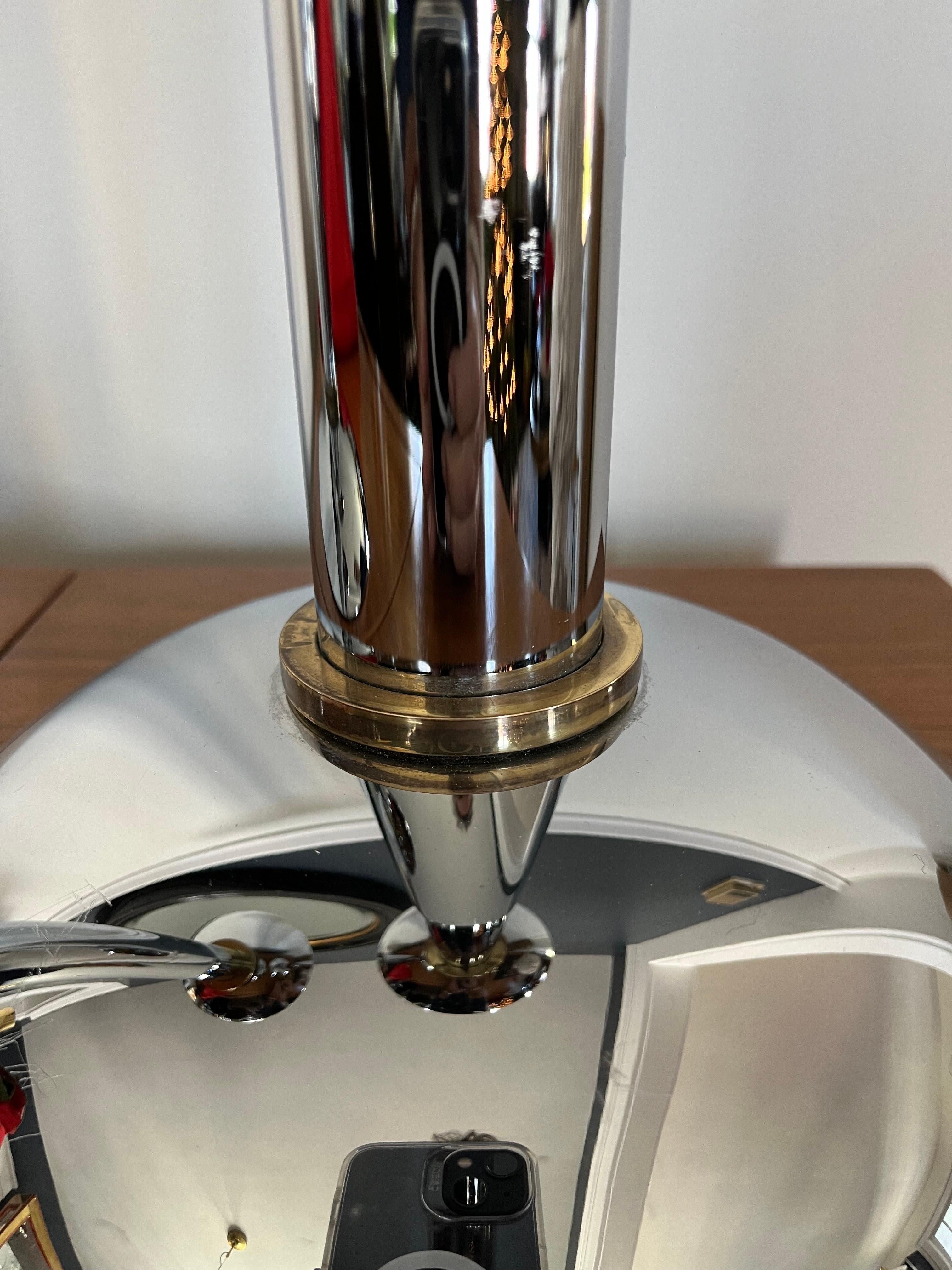 Pair of Karl Springer Chrome & Brass Postmodern Candle Holders In Good Condition For Sale In W Allenhurst, NJ