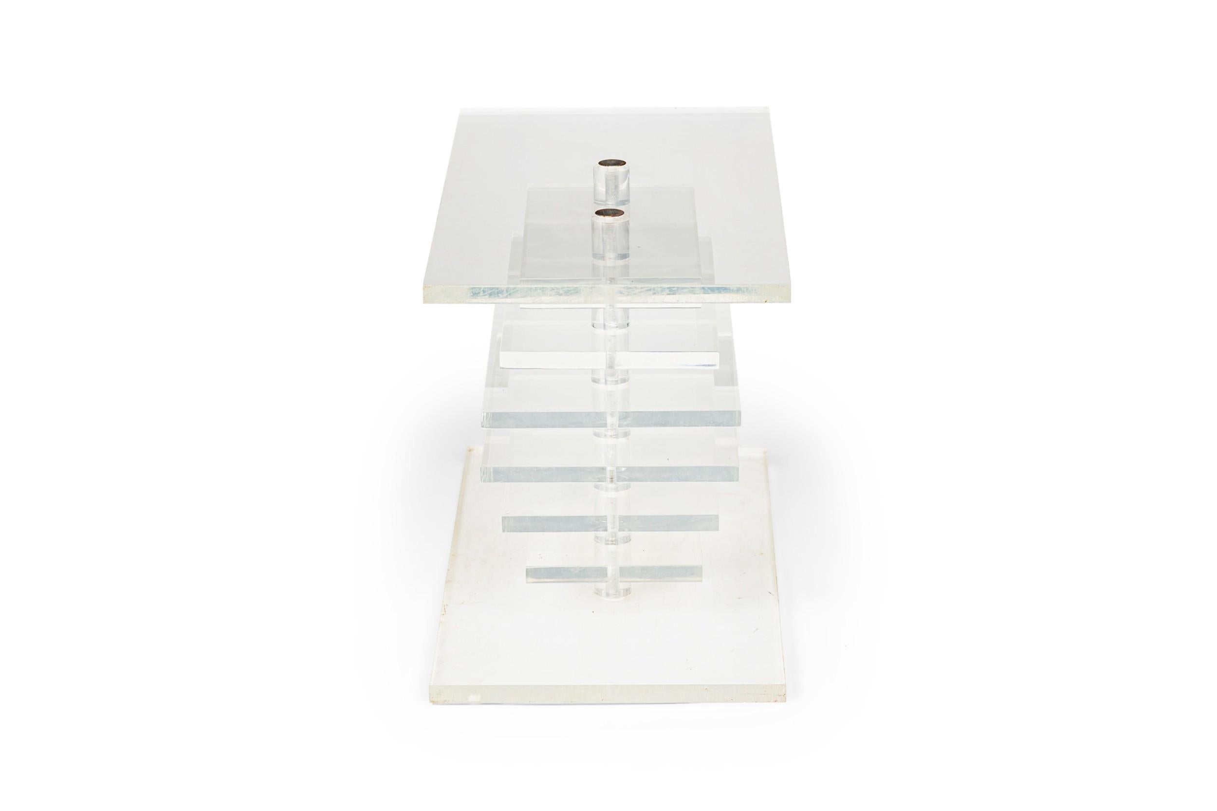 Americano Coppia di panche impilate in lucite trasparente di Karl Springer Contemporary in vendita