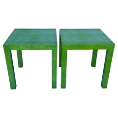 Coppia di tavolini Parsons rivestiti in pelle di coccodrillo di Karl Springer