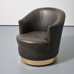 Pareja de sillones giratorios de cuero Karl Springer