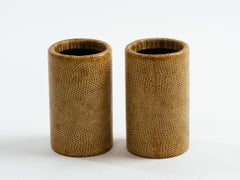 Pair of Karl Springer Lizard Skin Dice Cups