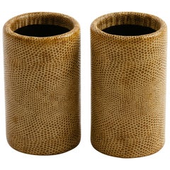 Pair of Karl Springer Lizard Skin Dice Cups