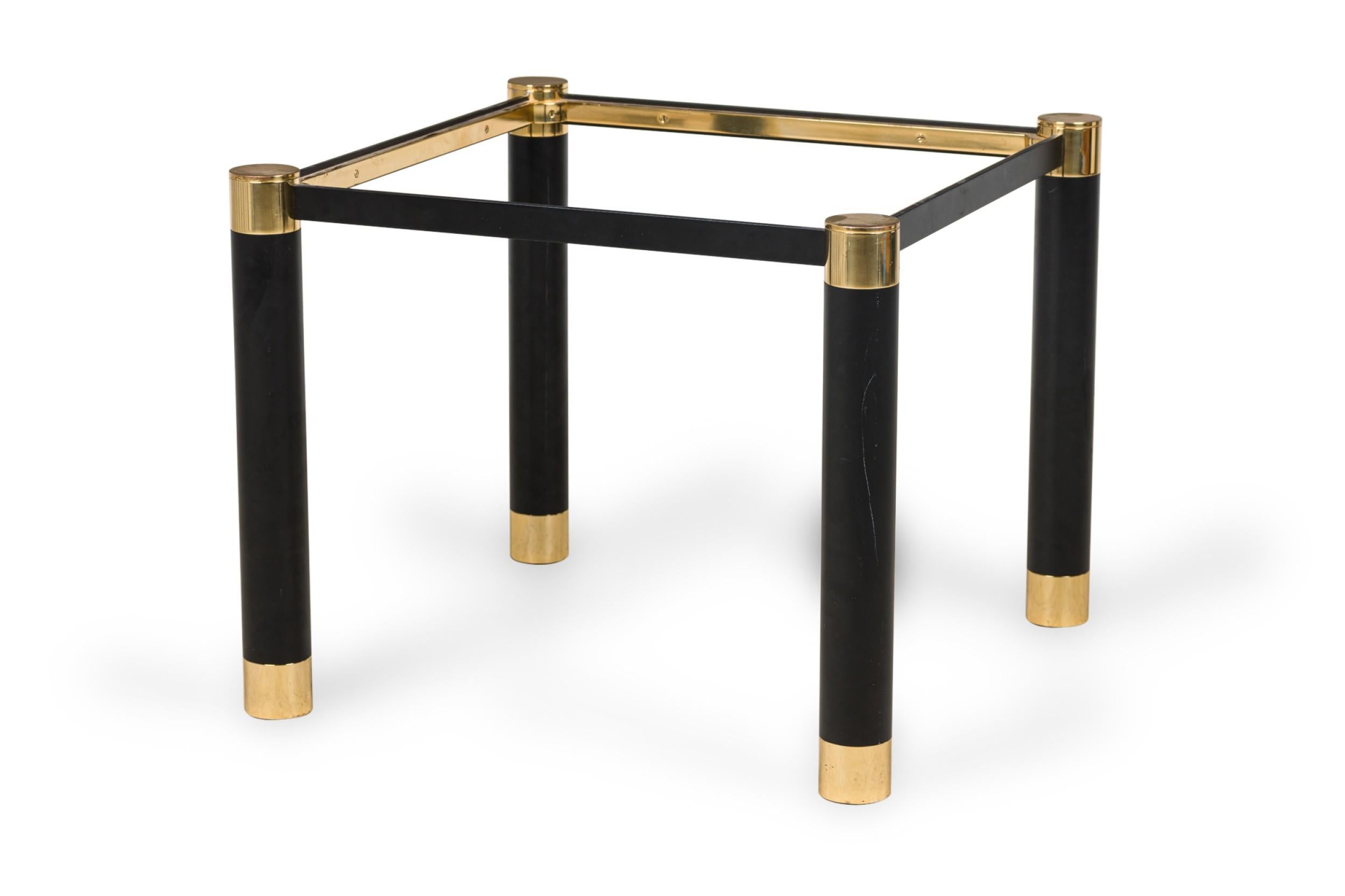 Mid-Century Modern Pair of Karl Springer Modern Brass & Ebonized Metal End / Side Table Frames For Sale