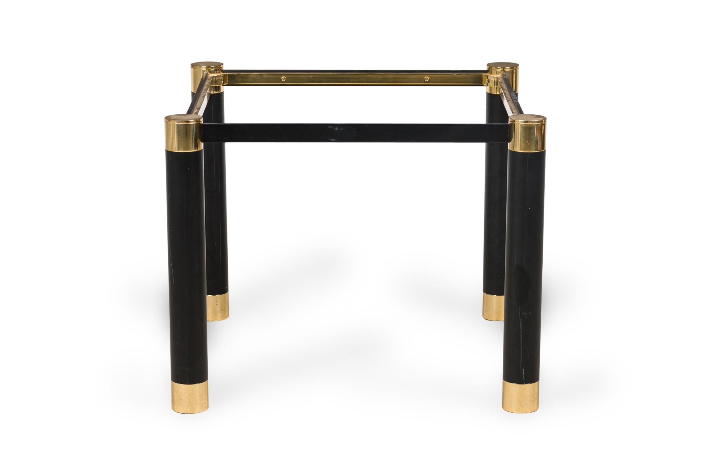 American Pair of Karl Springer Modern Brass & Ebonized Metal End / Side Table Frames For Sale