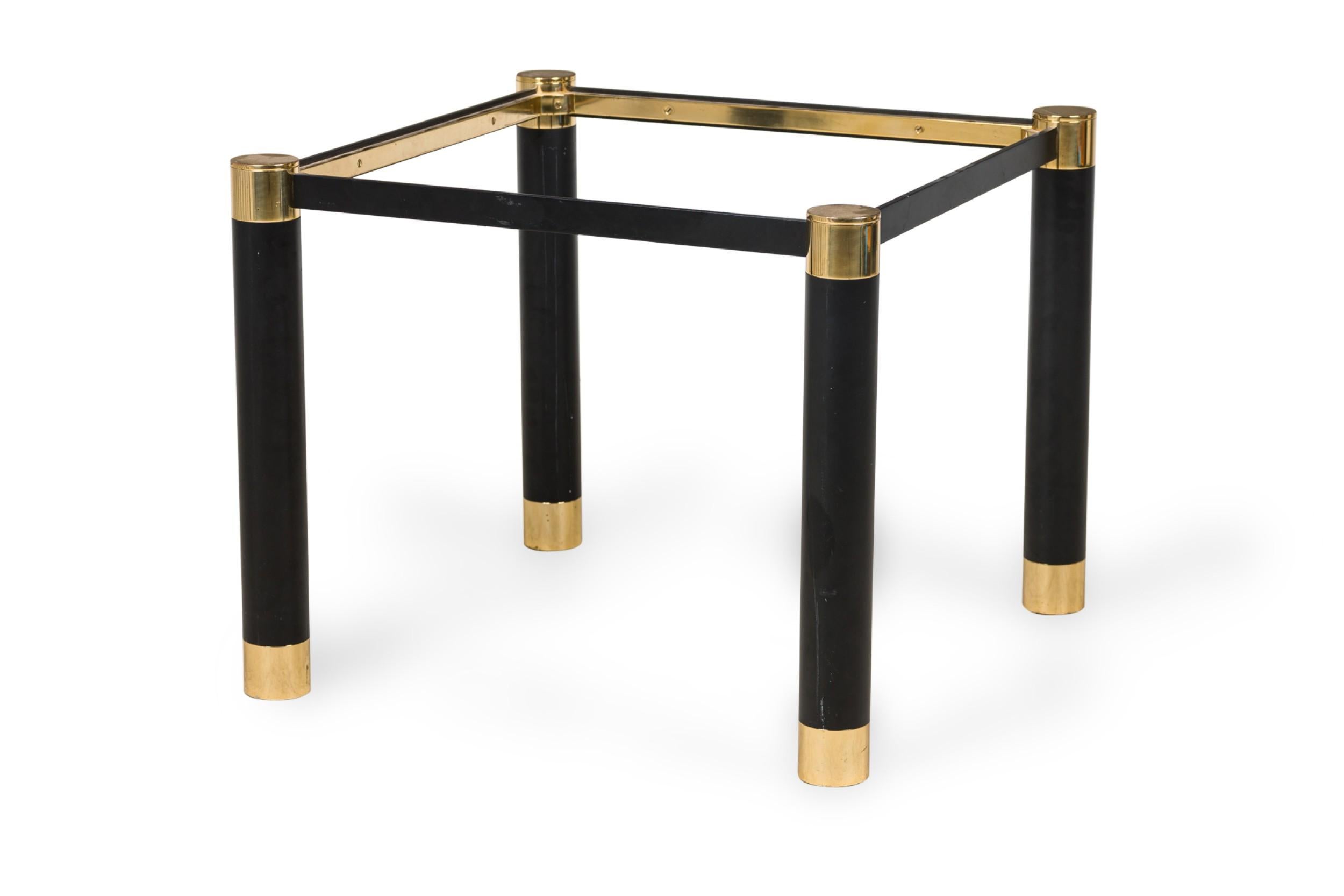 Etched Pair of Karl Springer Modern Brass & Ebonized Metal End / Side Table Frames For Sale
