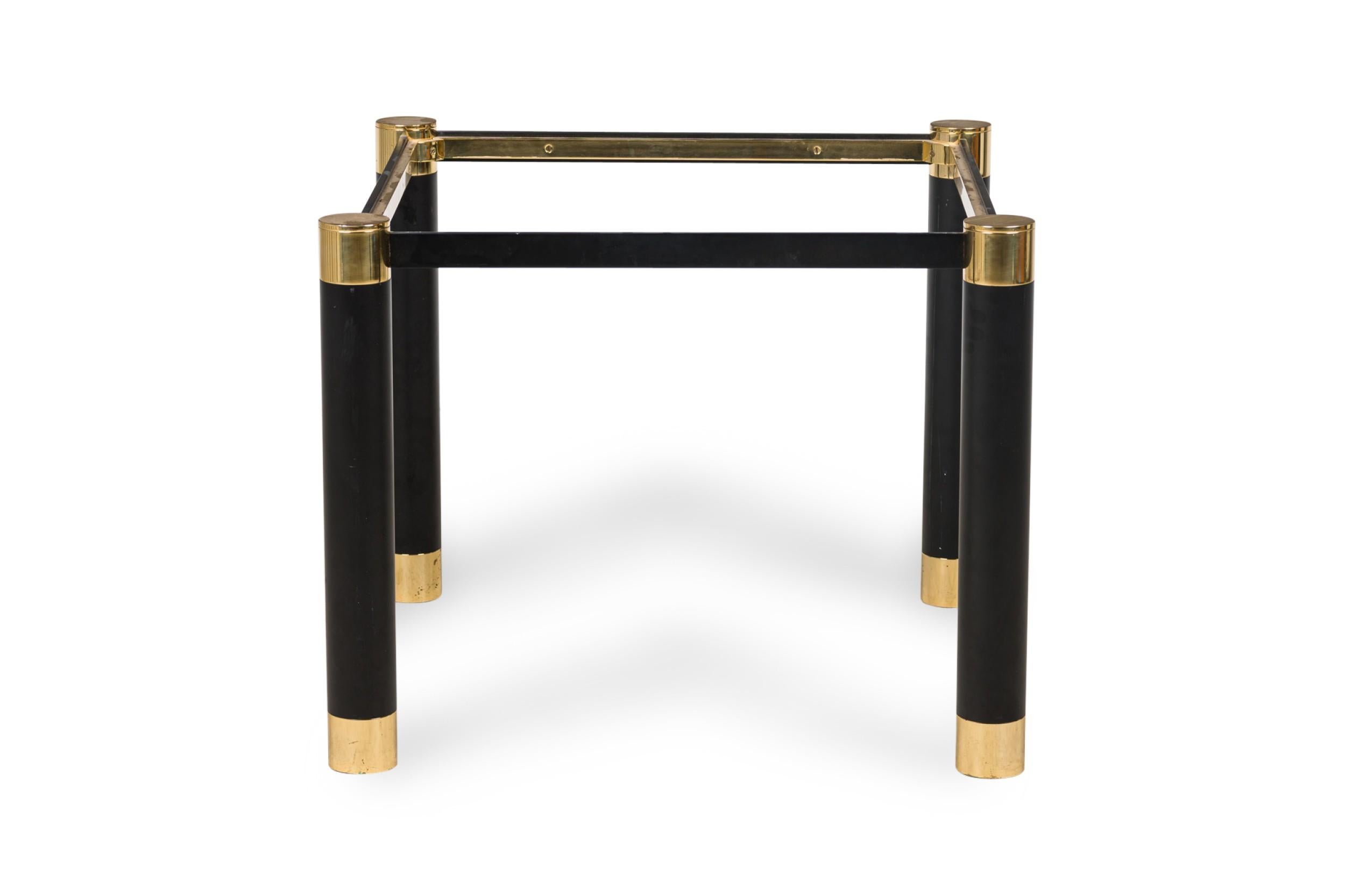 Pair of Karl Springer Modern Brass & Ebonized Metal End / Side Table Frames In Good Condition For Sale In Queens, NY