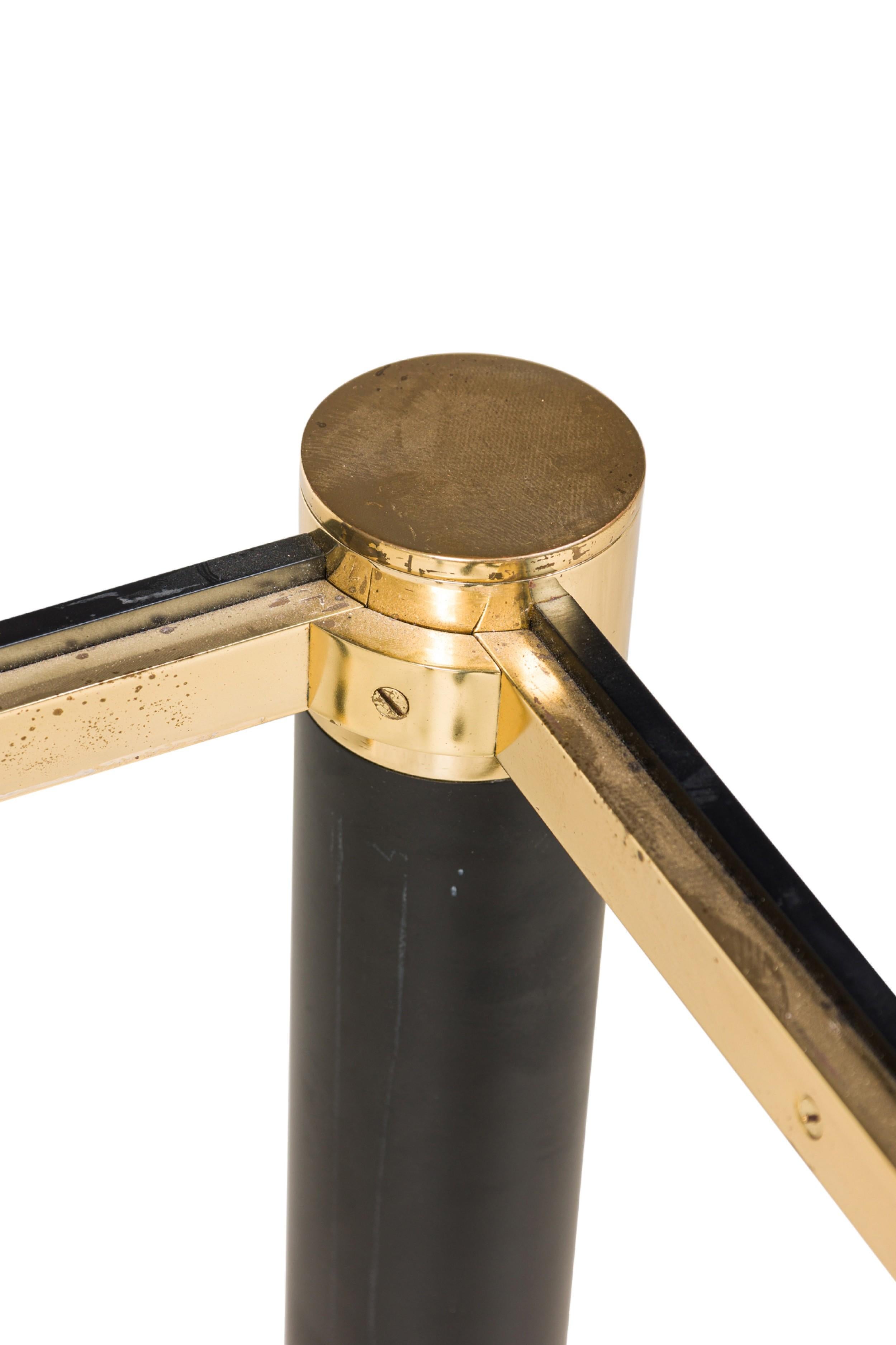20th Century Pair of Karl Springer Modern Brass & Ebonized Metal End / Side Table Frames For Sale