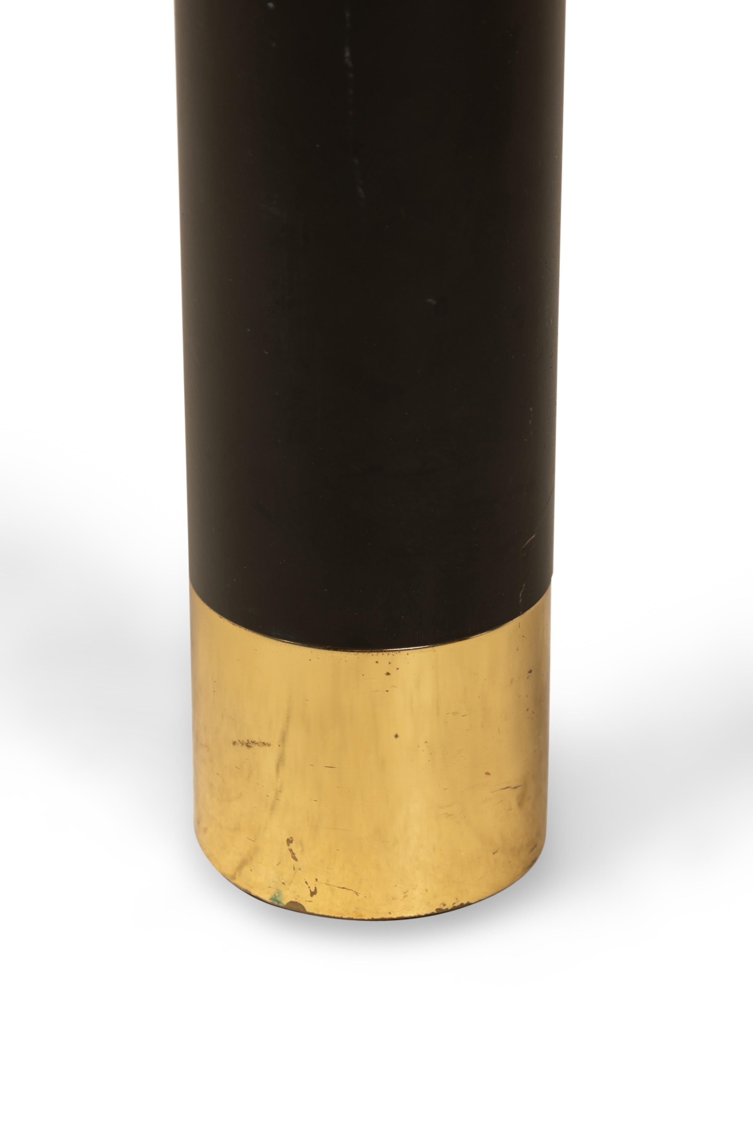 Pair of Karl Springer Modern Brass & Ebonized Metal End / Side Table Frames For Sale 1