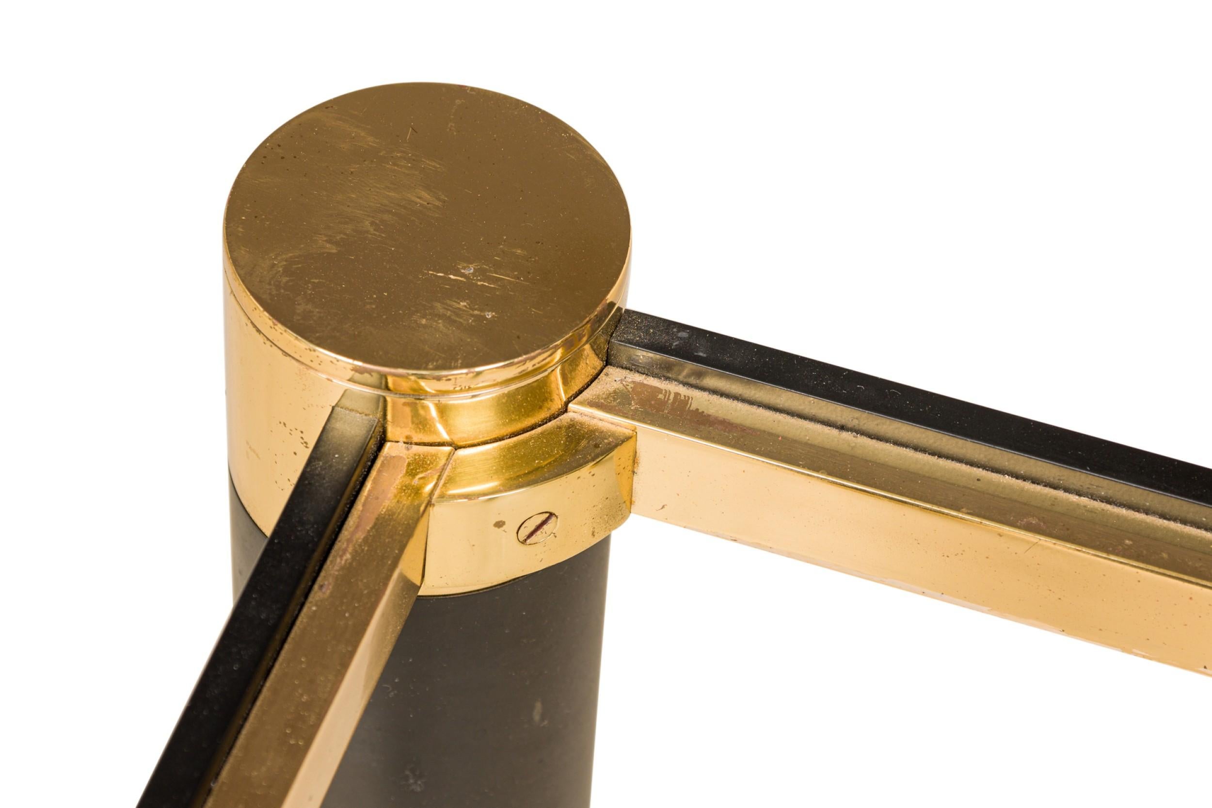 Pair of Karl Springer Modern Brass & Ebonized Metal End / Side Table Frames For Sale 2
