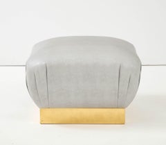 Coppia di ottomani Karl Springer con rivestimento in finto zigrino grigio