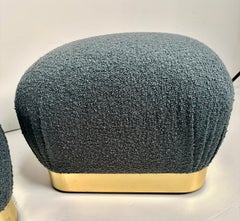 Pair of Karl Springer "Shuffle" Poufs in brass, USA c 1980s