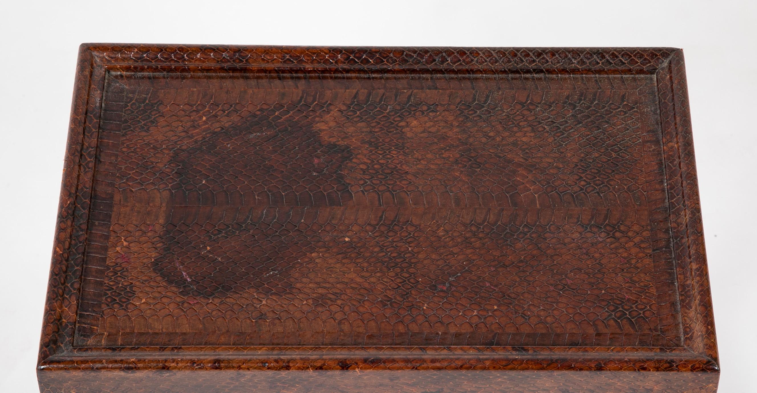 Pair of Karl Springer Snake Skin Two-Tier Side Tables 10