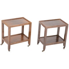 Retro Pair of Karl Springer Snake Skin Two-Tier Side Tables