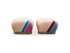 Pair of Karl Springer Soufflé Ottomans or Poufs