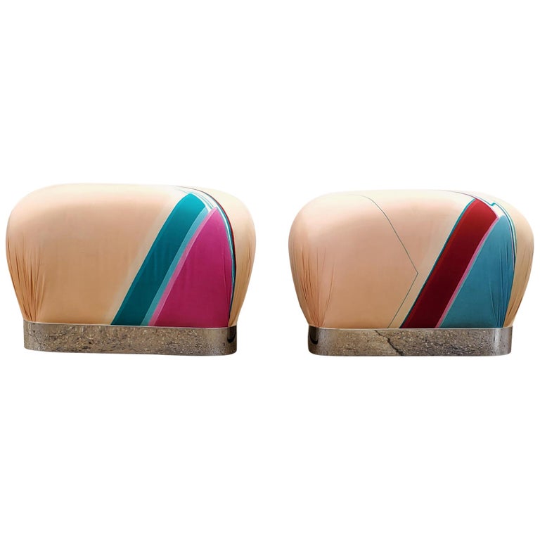 Karl Springer Soufflé Ottomans or Poufs, 1980s, offered by Azalea Modern