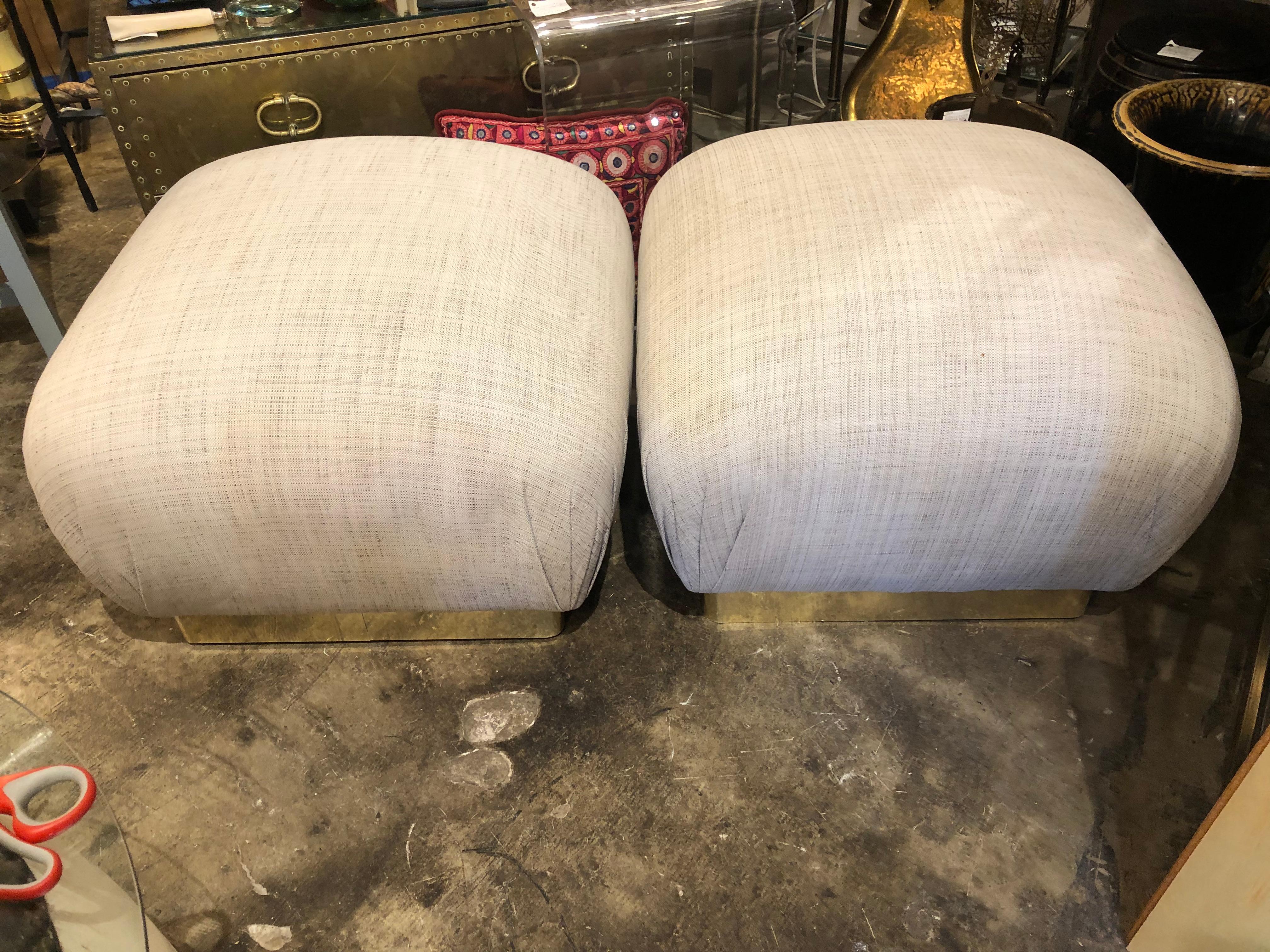 Pair of Karl Springer Souffle Poufs In Good Condition In Chicago, IL