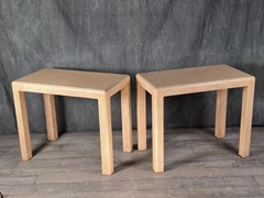 Paar Beistelltische aus lackiertem Wachstuch im Karl Springer-Stil, 1970er Jahre