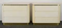 Pair of Karl Springer Style Linen Painted Chest of Drawers, 1980s