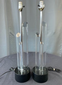 Pair of Lucite Table Lamps in the Manner of Charles Hollis Jones, 1960s
