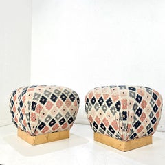 Pair of Karl Springer Style Pouf Ottomans