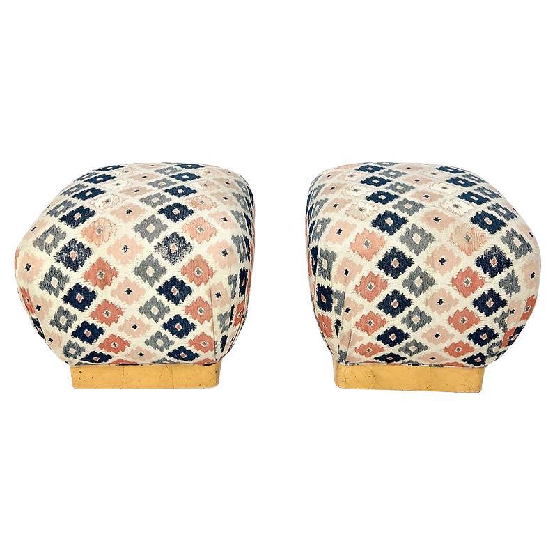 Coppia di pouf ottomani in stile Karl Springer