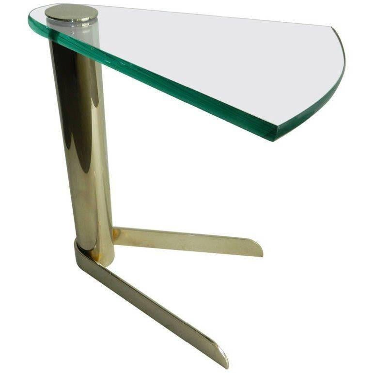 Pair of Karl Springer Style Side Sofa Tables