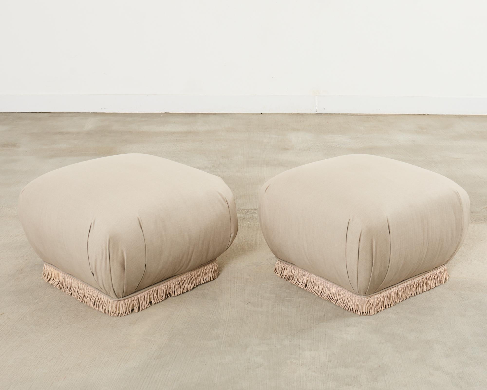 XX secolo Coppia di pouf in stile Karl Springer di Marge Carson in vendita