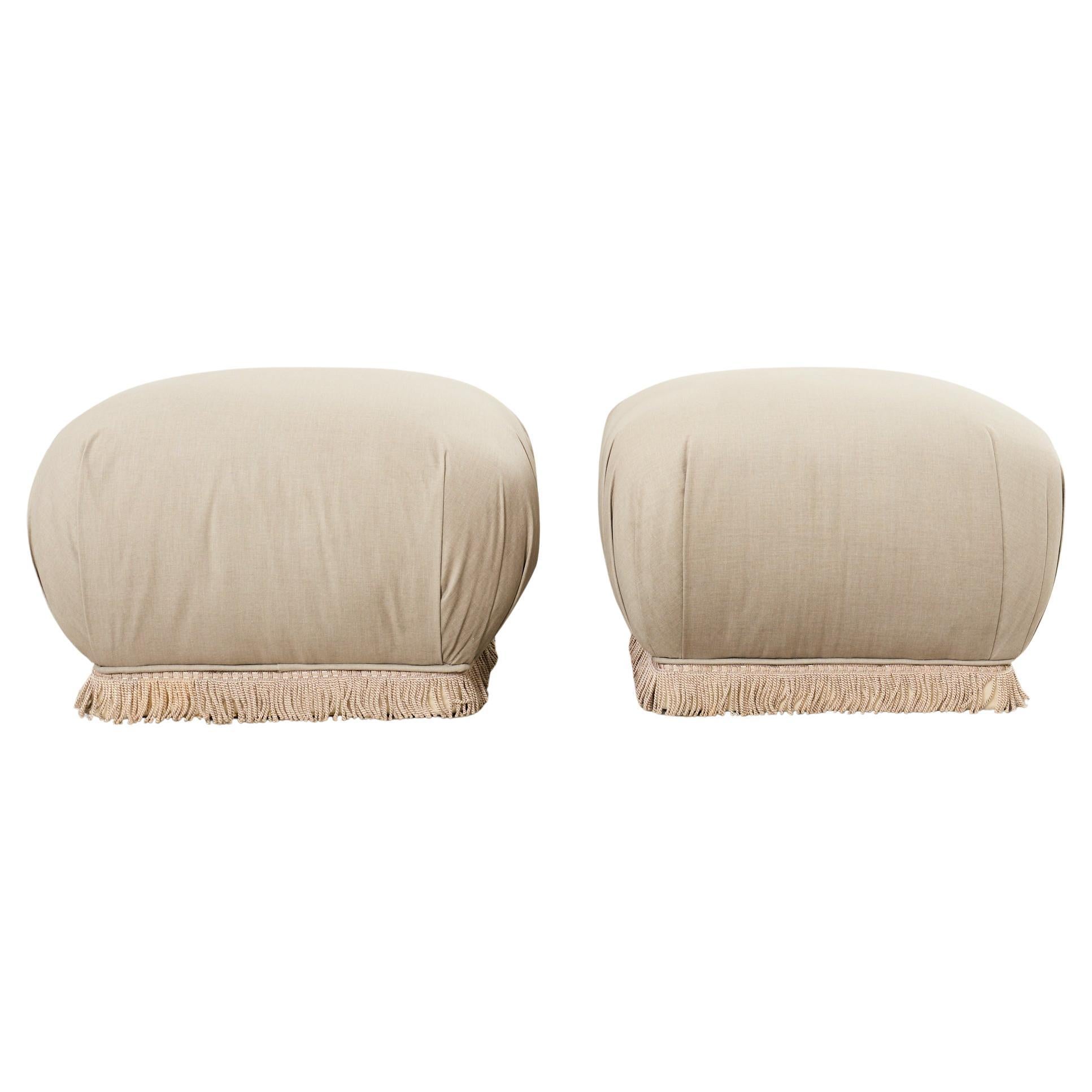 Coppia di pouf in stile Karl Springer di Marge Carson in vendita