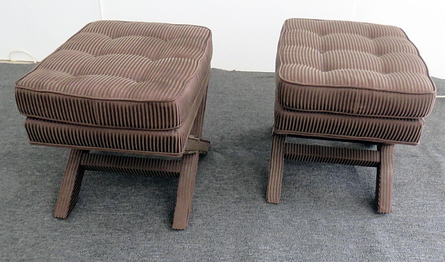 Pair of Karl Springer Style X Benches In Good Condition In Swedesboro, NJ