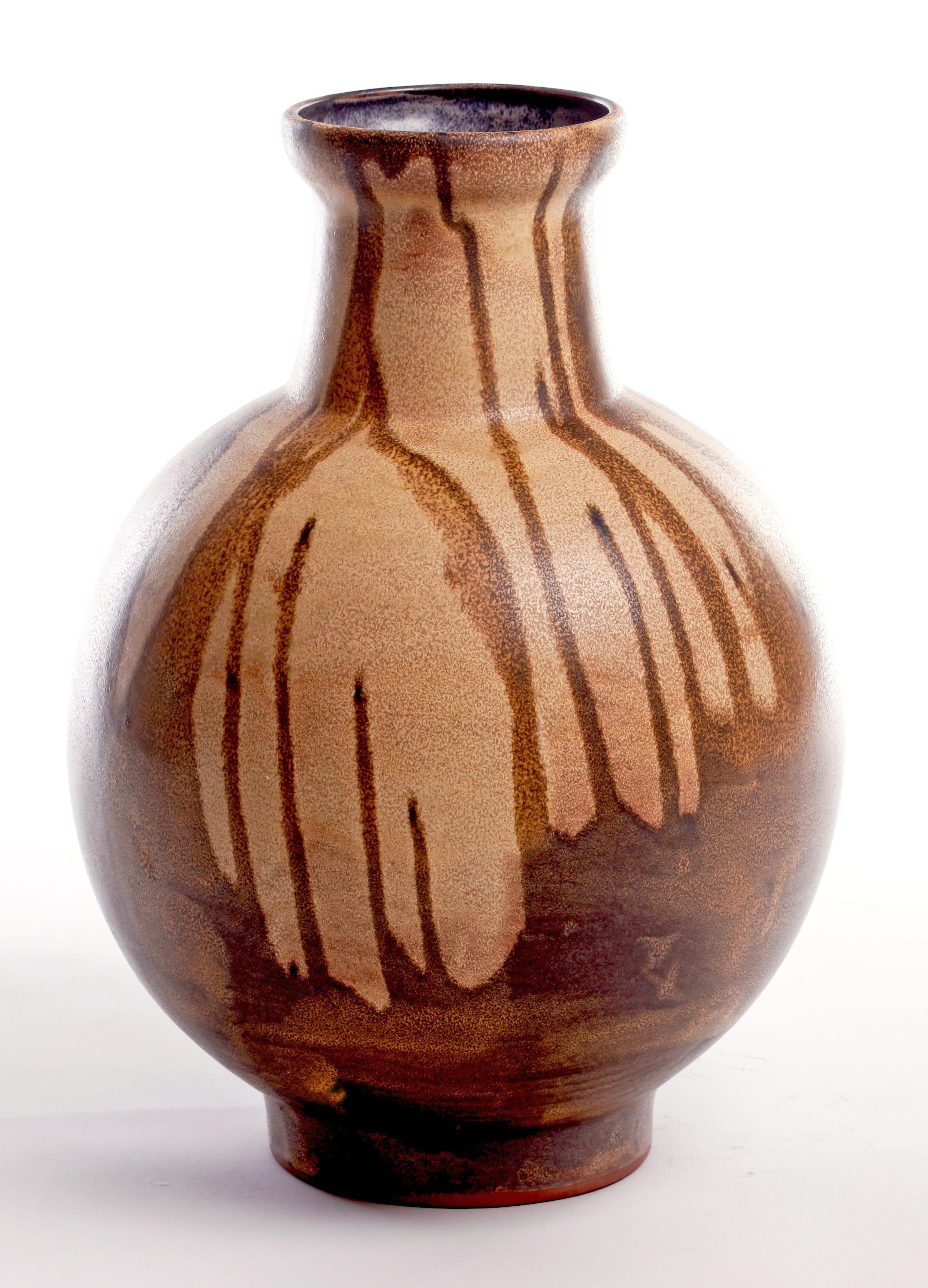 Glazed Pair of Karlsruhe Sculptural German Vases For Sale