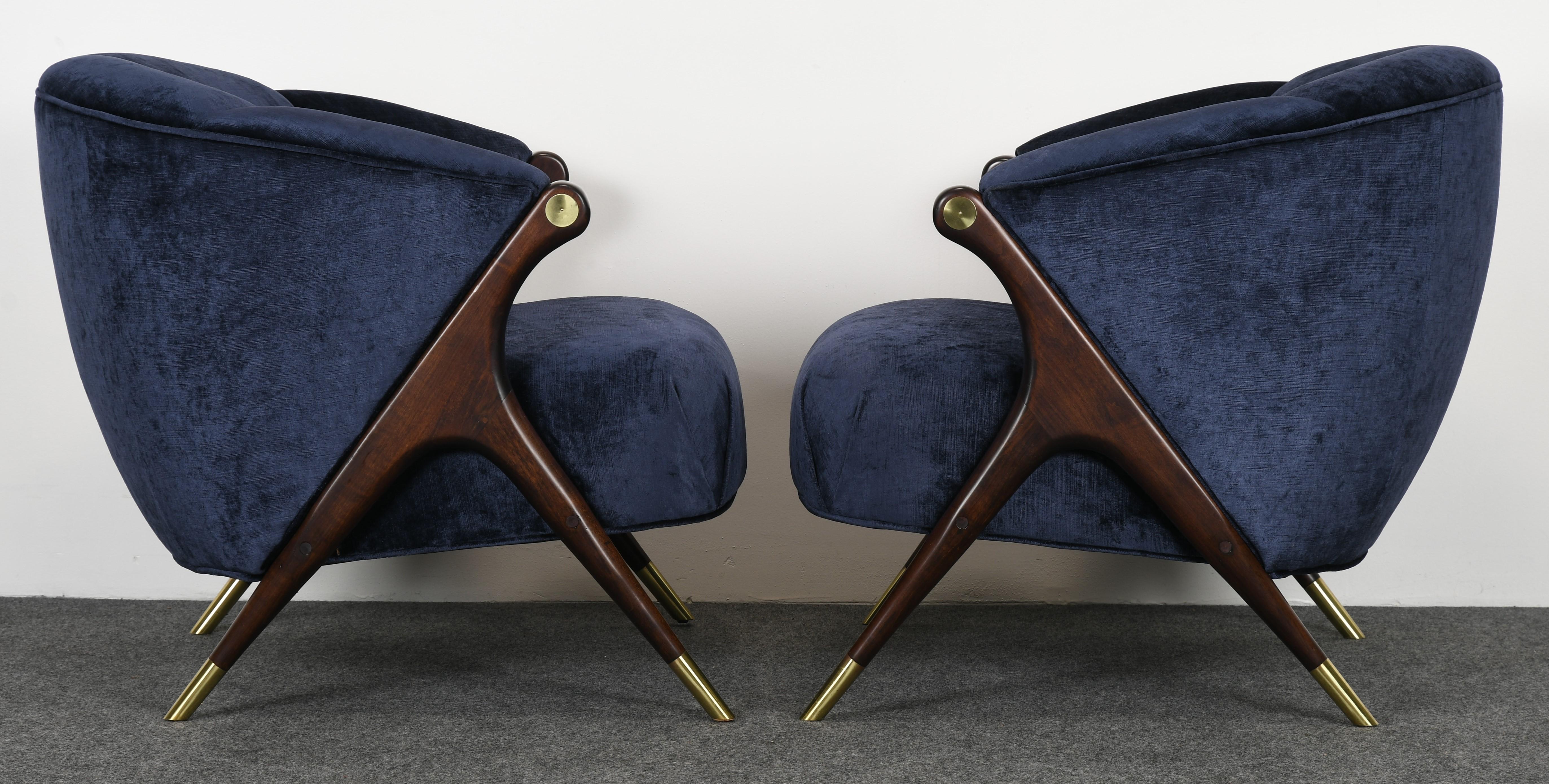 Stained Pair of Karpen of California Armchairs, 1950s