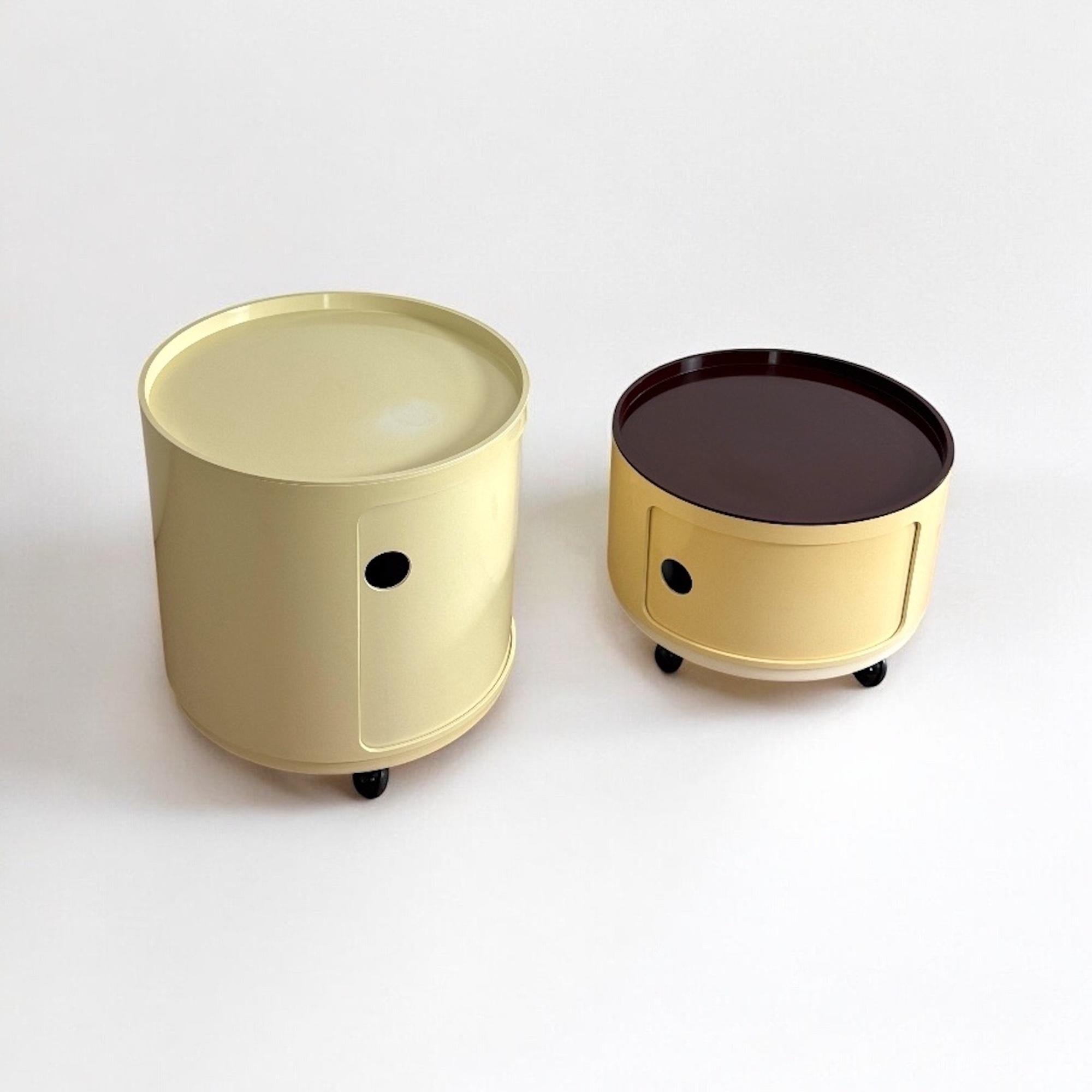 Mid-Century Modern Pair of Kartell 'Componibili' Round-Base Serving Trolleys / Tables, 1960s