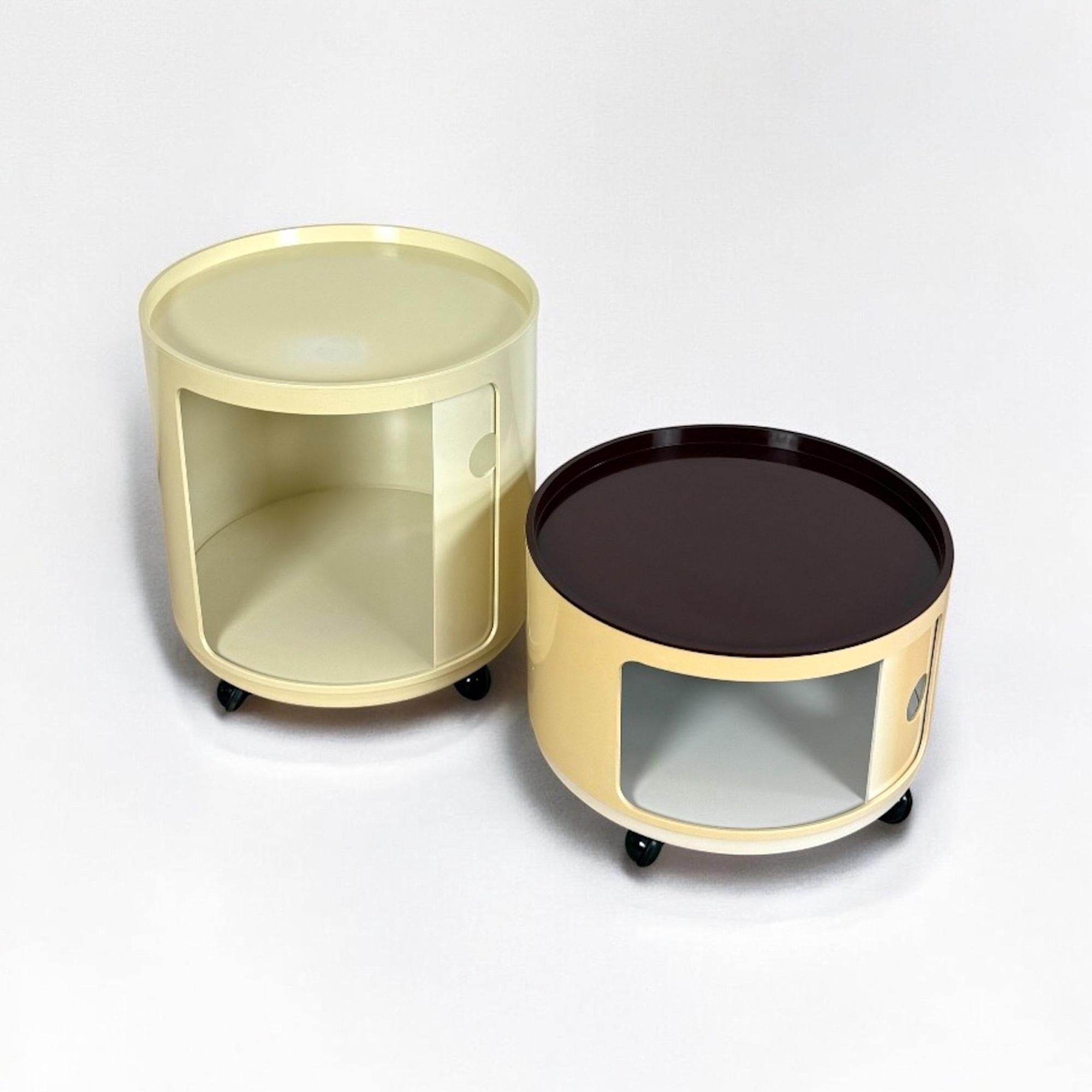 Italian Pair of Kartell 'Componibili' Round-Base Serving Trolleys / Tables, 1960s