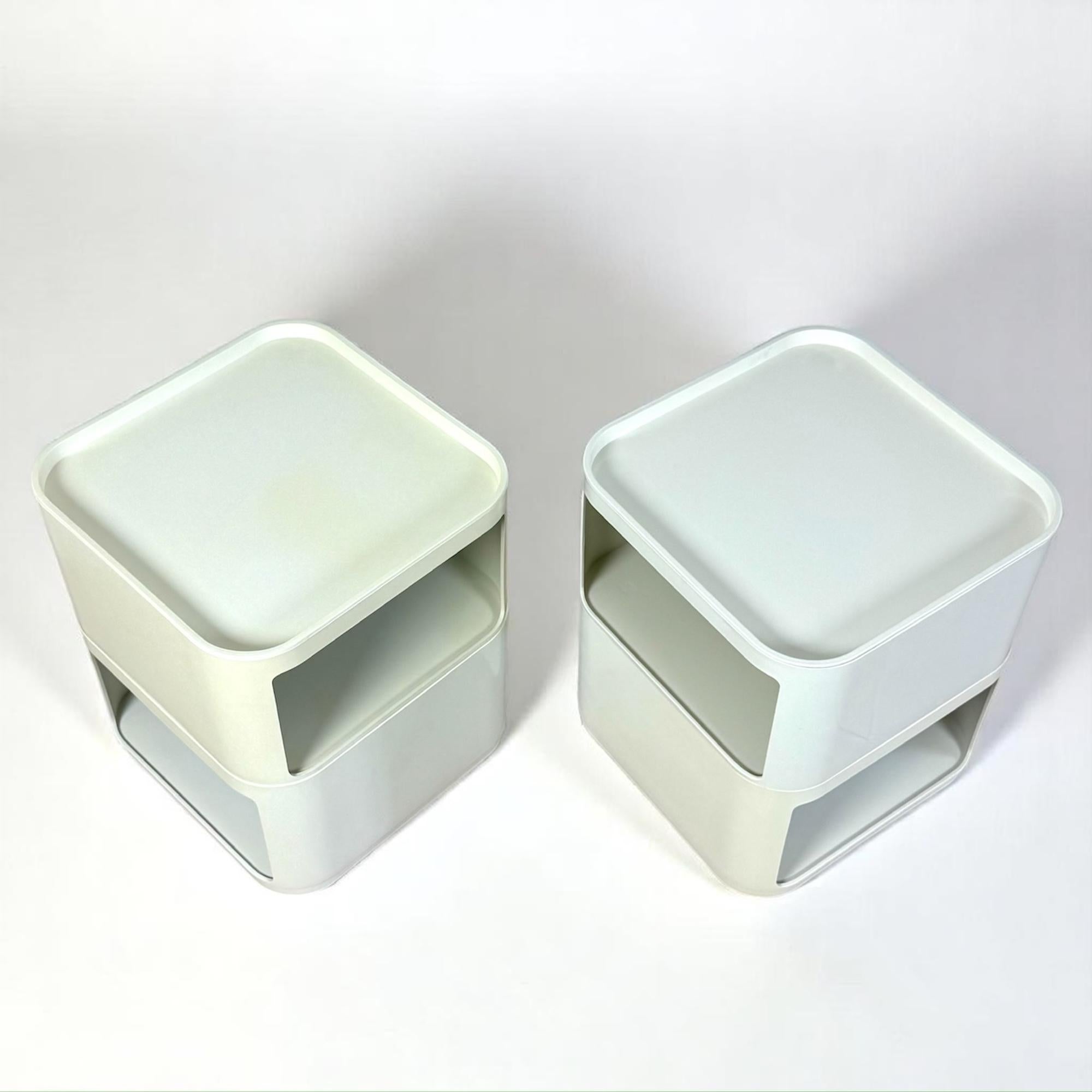 Pair of Kartell 'Componibili'  Square-Base Serving Trolleys / Tables, 1960s For Sale 3