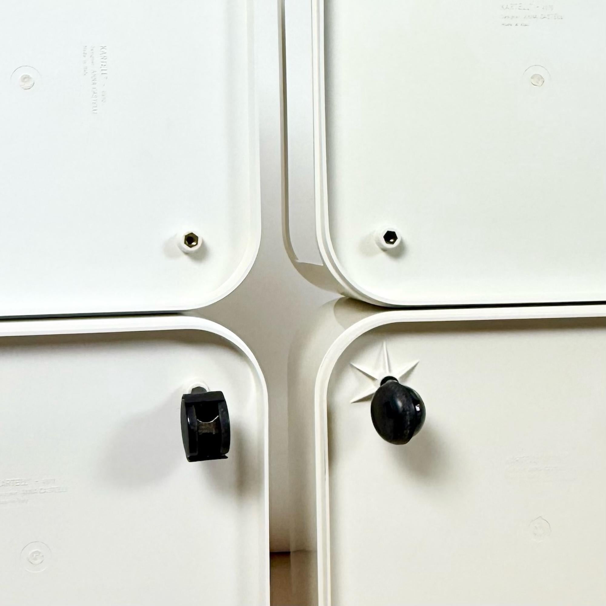 Mid-Century Modern Pair of Kartell 'Componibili'  Square-Base Serving Trolleys / Tables, 1960s For Sale