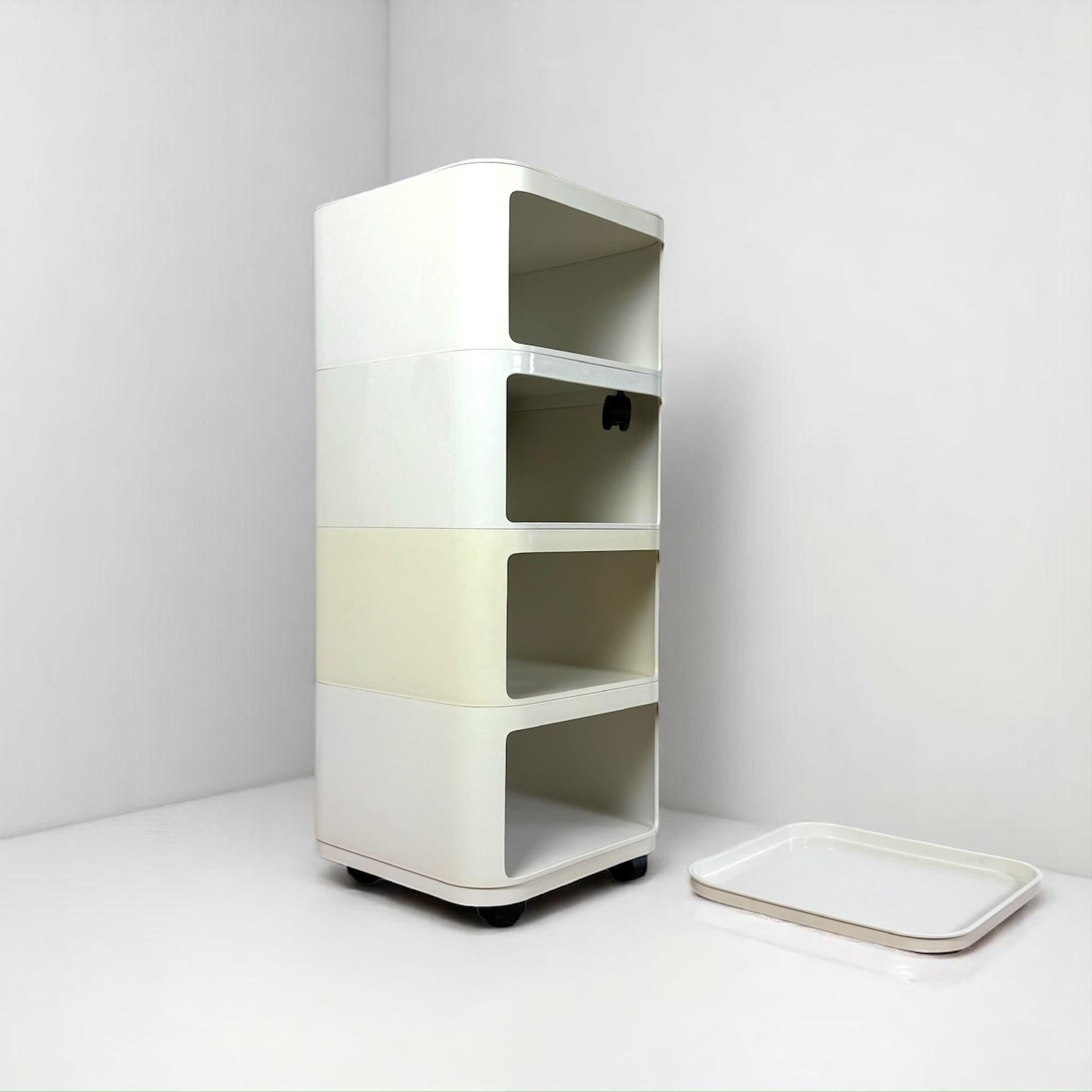 Mid-20th Century Pair of Kartell 'Componibili'  Square-Base Serving Trolleys / Tables, 1960s For Sale