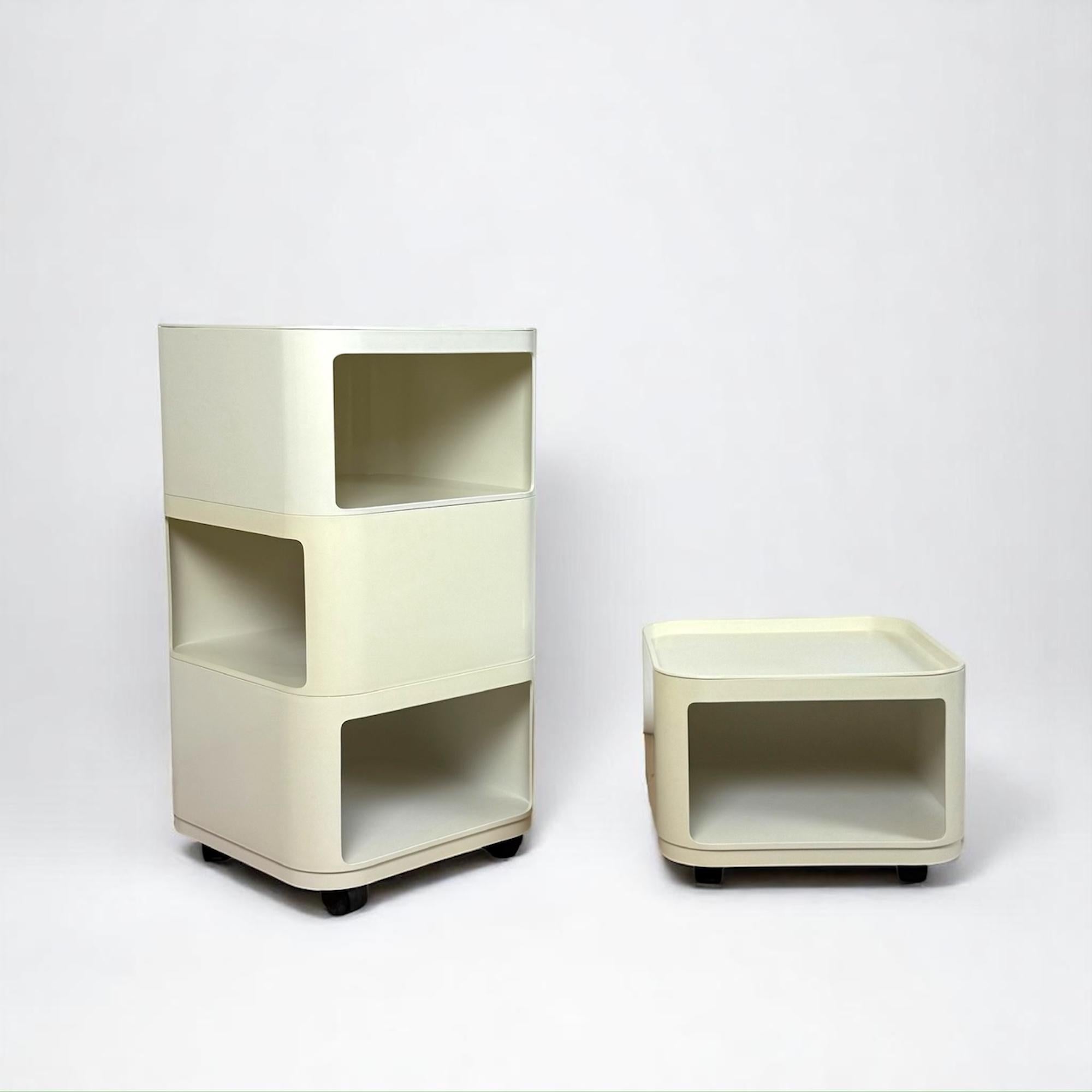 Plastic Pair of Kartell 'Componibili'  Square-Base Serving Trolleys / Tables, 1960s For Sale