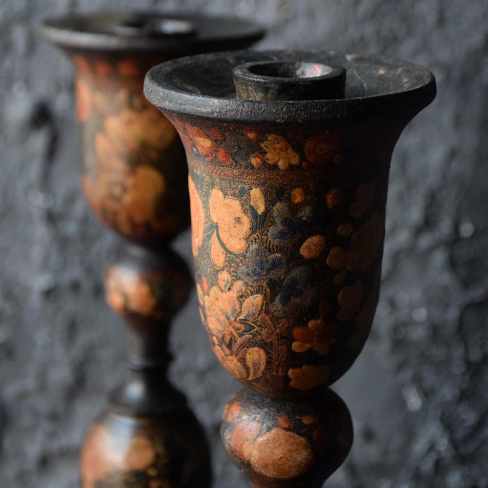 Pair of Kashmir Candlesticks, circa 1900 4