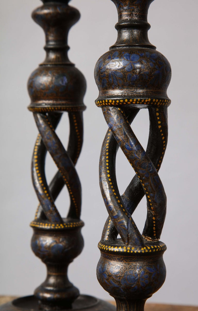 Pair of Kashmiri Barley Twist Candlesticks at 1stDibs barley in kashmiri