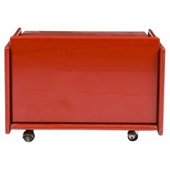 Pair of Kazuhide Takahama for Gavina SpA Rolling Cinnabar Low Bedside Tables